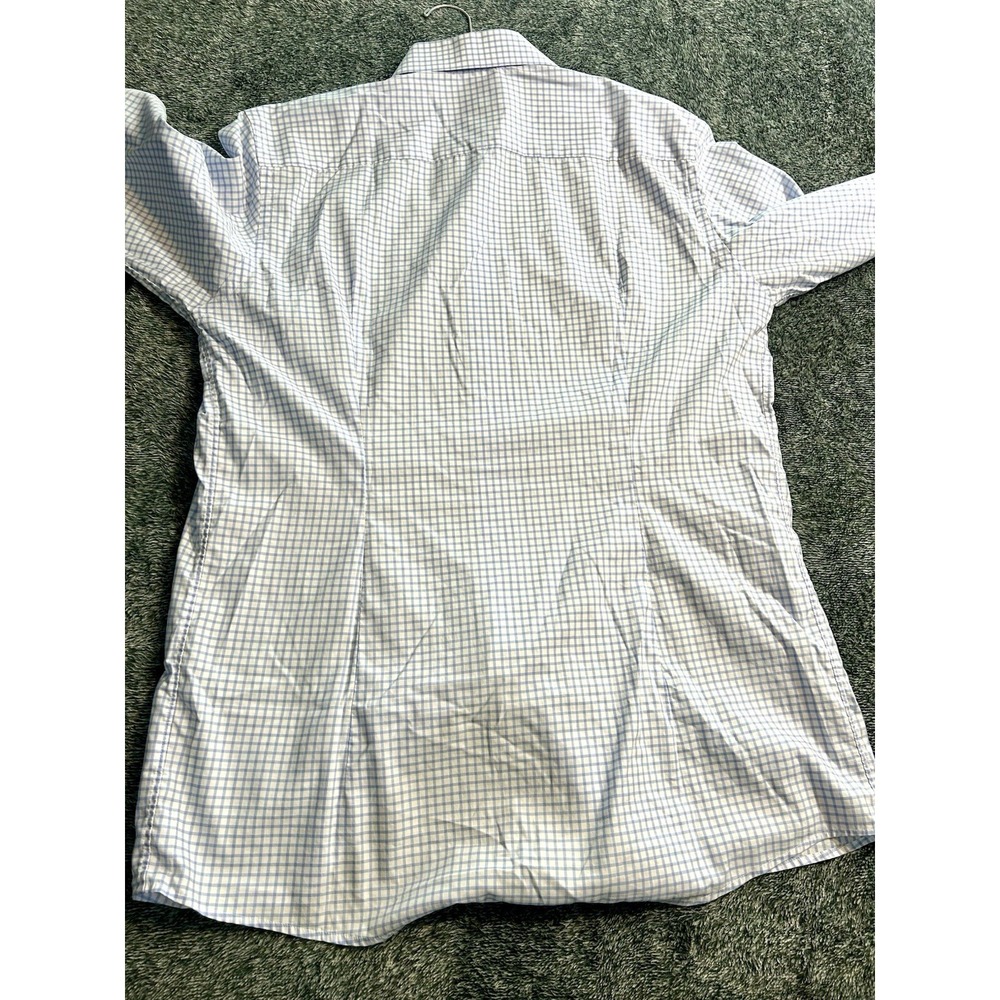 Eton Contemporary Men's 39/15.5 Blue/White Checked Long Sleeve Shirt (R2) - Picture 4 of 5